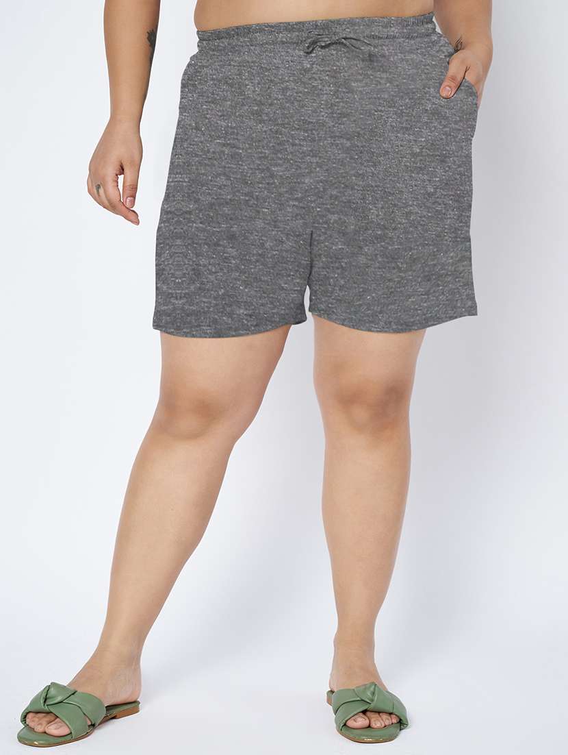 women plus size solid mid rise shorts