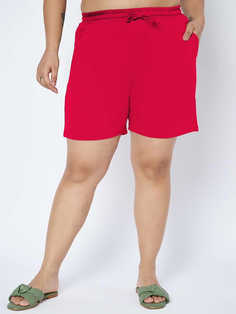 women plus size solid mid rise shorts - 22142680 - Zoom Image - 0