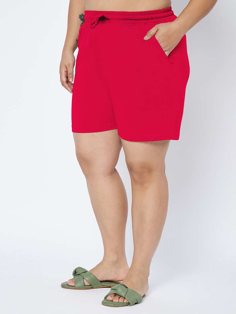 women plus size solid mid rise shorts - 22142680 - Standard Image - 2