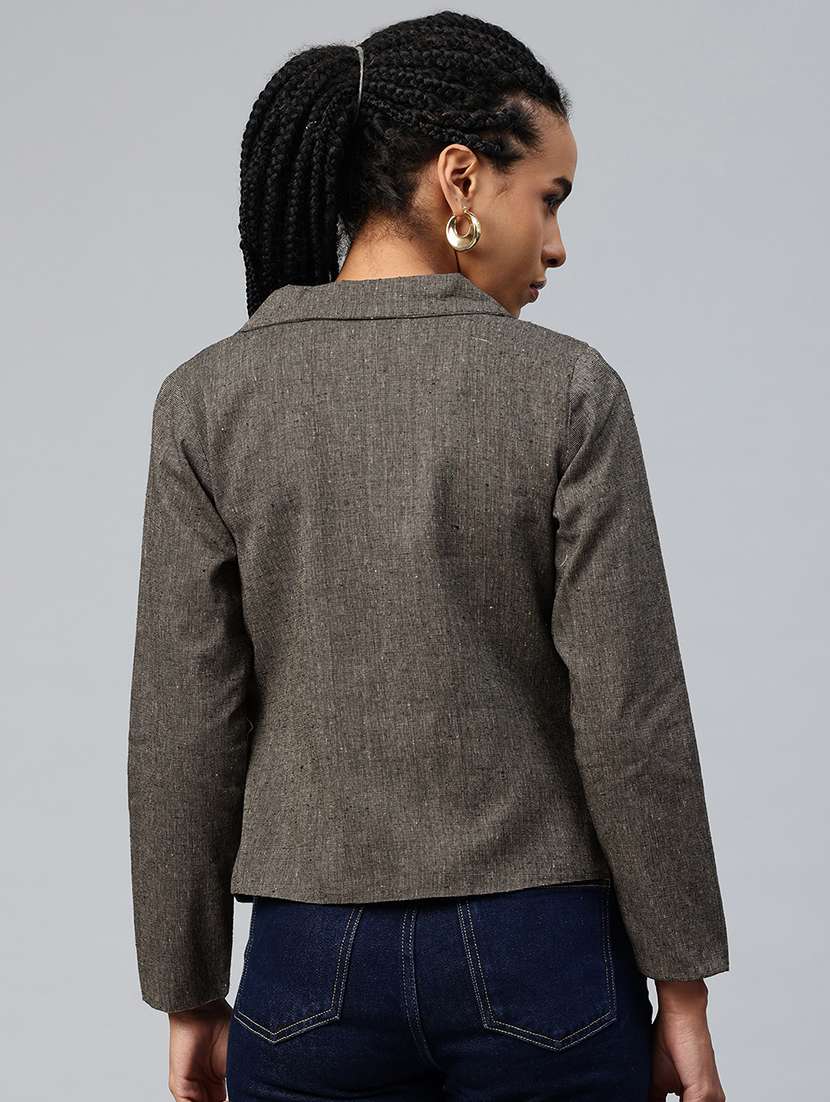 women solid long sleeve single breasted blazer - 22142690 - Standard Image - 2