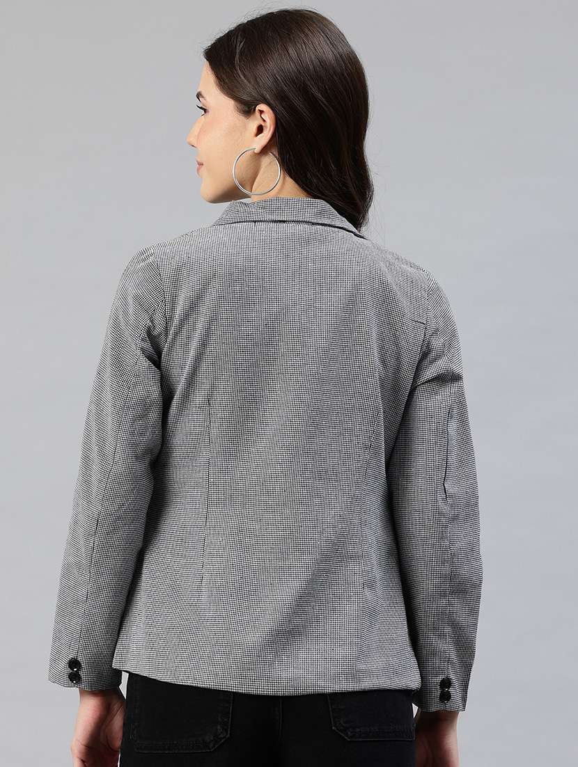 women checkered long sleeve single breasted blazer - 22142693 -  Standard Image - 2
