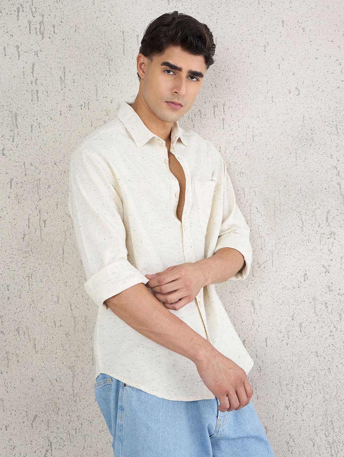 men self design long sleeve oversized casual shirt - 22142718 - Standard Image - 2