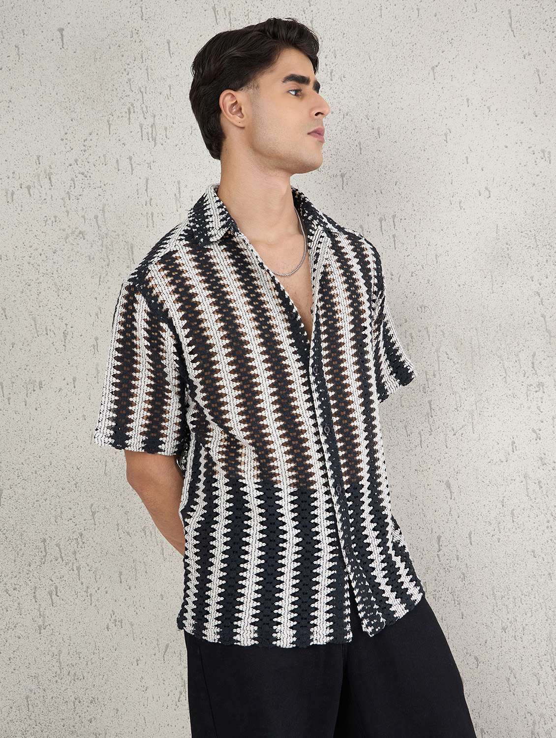 men self design short sleeve oversized casual shirt - 22142720 - Standard Image - 2