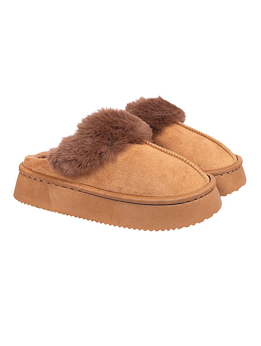 women brown winterwear slipper - 22142761 - Standard Image - 2