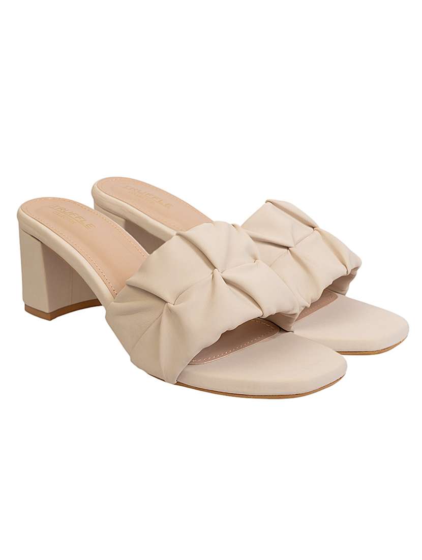 women cream slip on sandal - 22142767 - Standard Image - 2