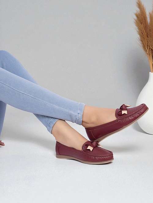 women maroon slip on loafer - 22142769 -  Standard Image - 0