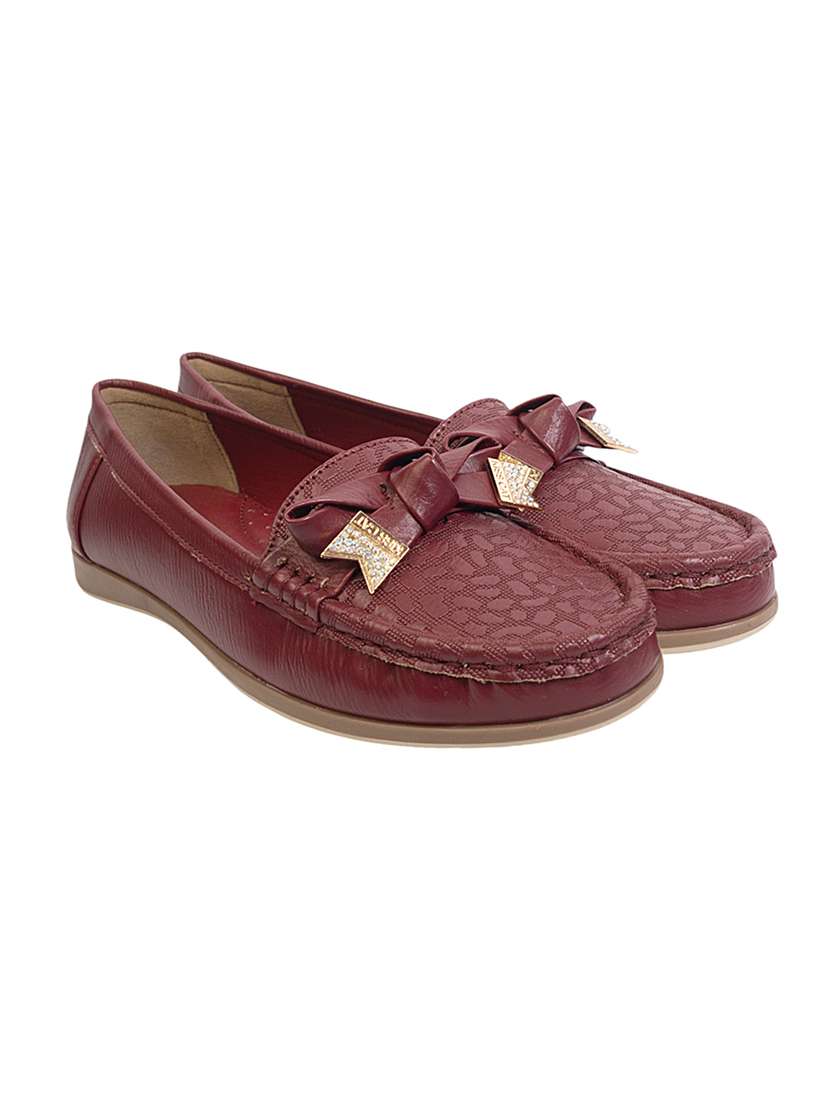 women maroon slip on loafer - 22142769 - Standard Image - 2