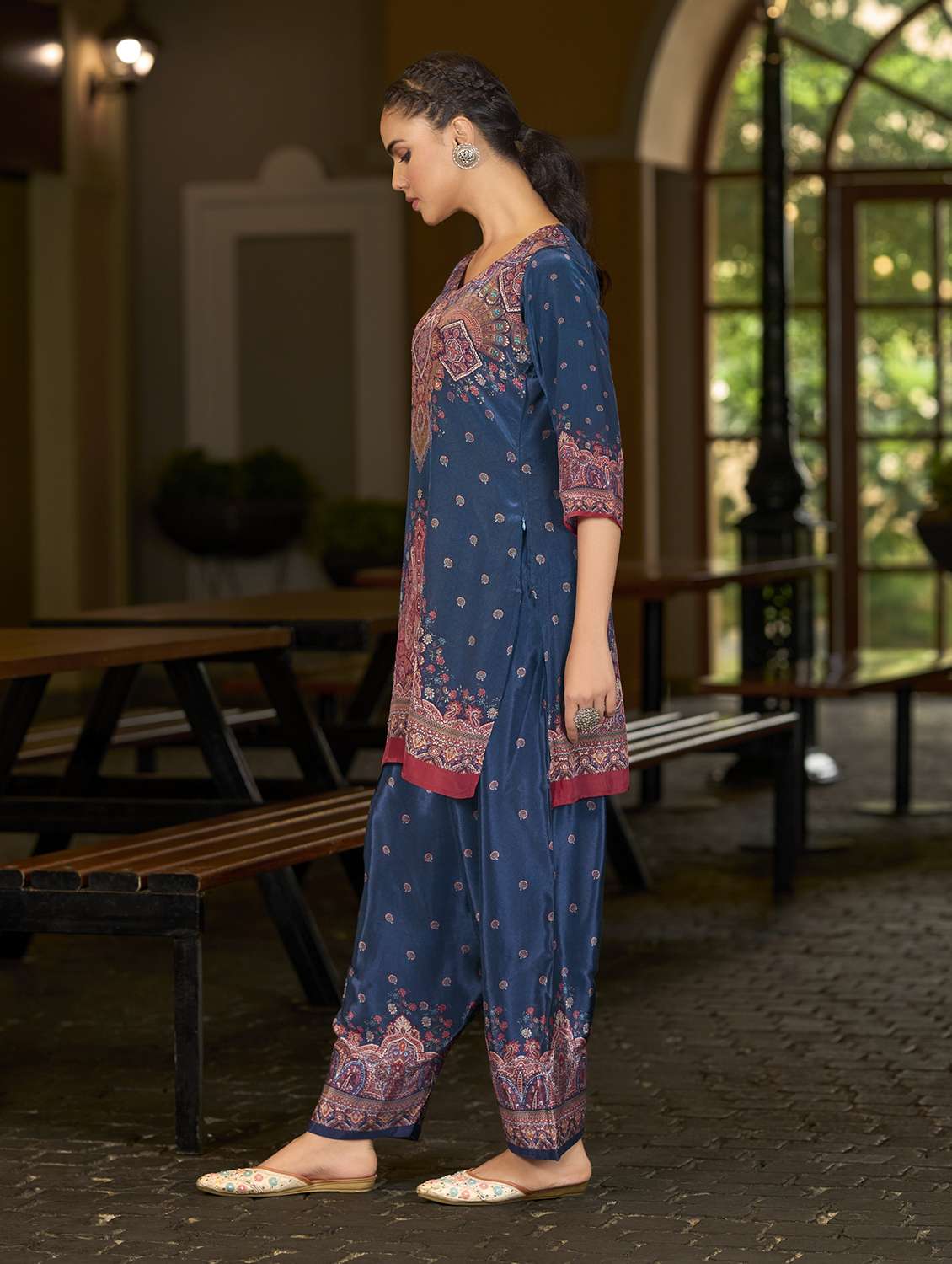 women printed three quarter sleeve co-ord set - 22142876 - Standard Image - 2