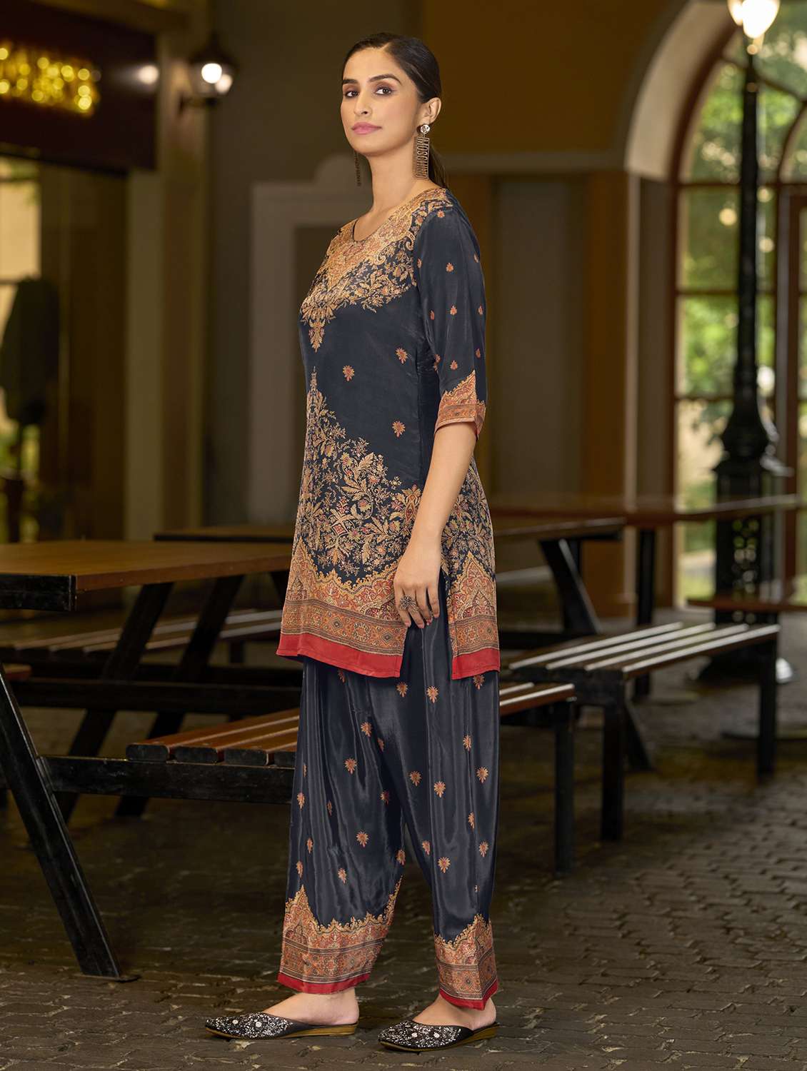 women printed three quarter sleeve co-ord set - 22142882 - Standard Image - 2