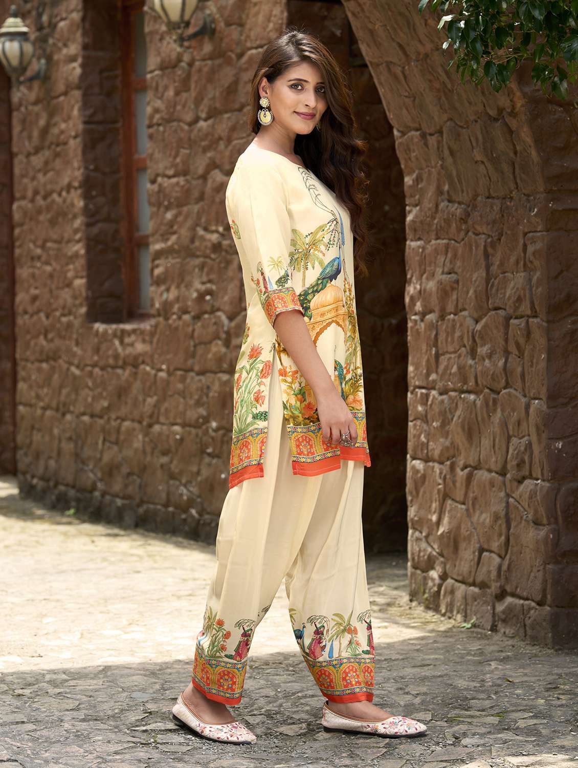 women printed three quarter sleeve co-ord set - 22142892 - Standard Image - 2