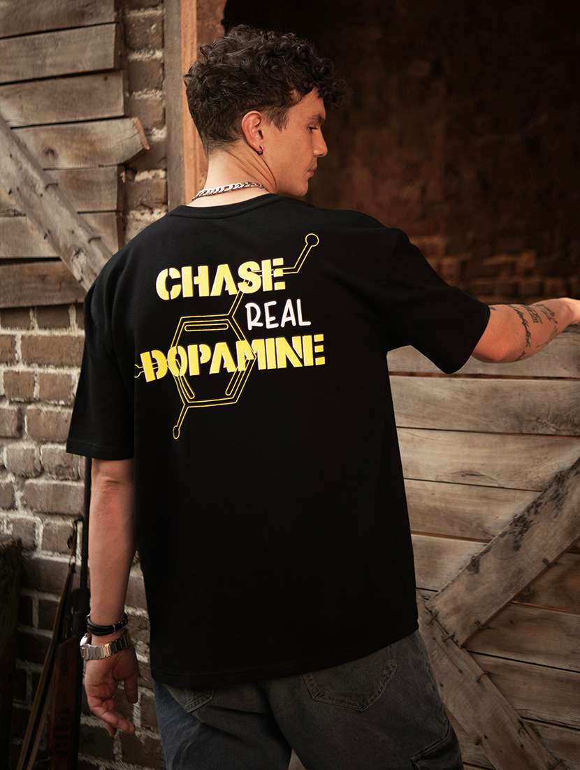 men front & back print round neck oversized t-shirt