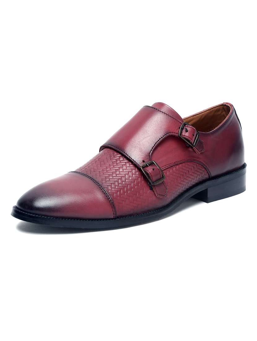 men maroon slip on monk strap - 22142936 -  Standard Image - 2