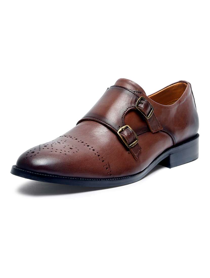 men brown slip on monk strap - 22142944 -  Standard Image - 2