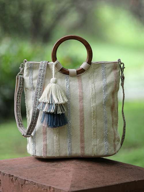 striped beige sling with tassel - 22143031 -  Standard Image - 0