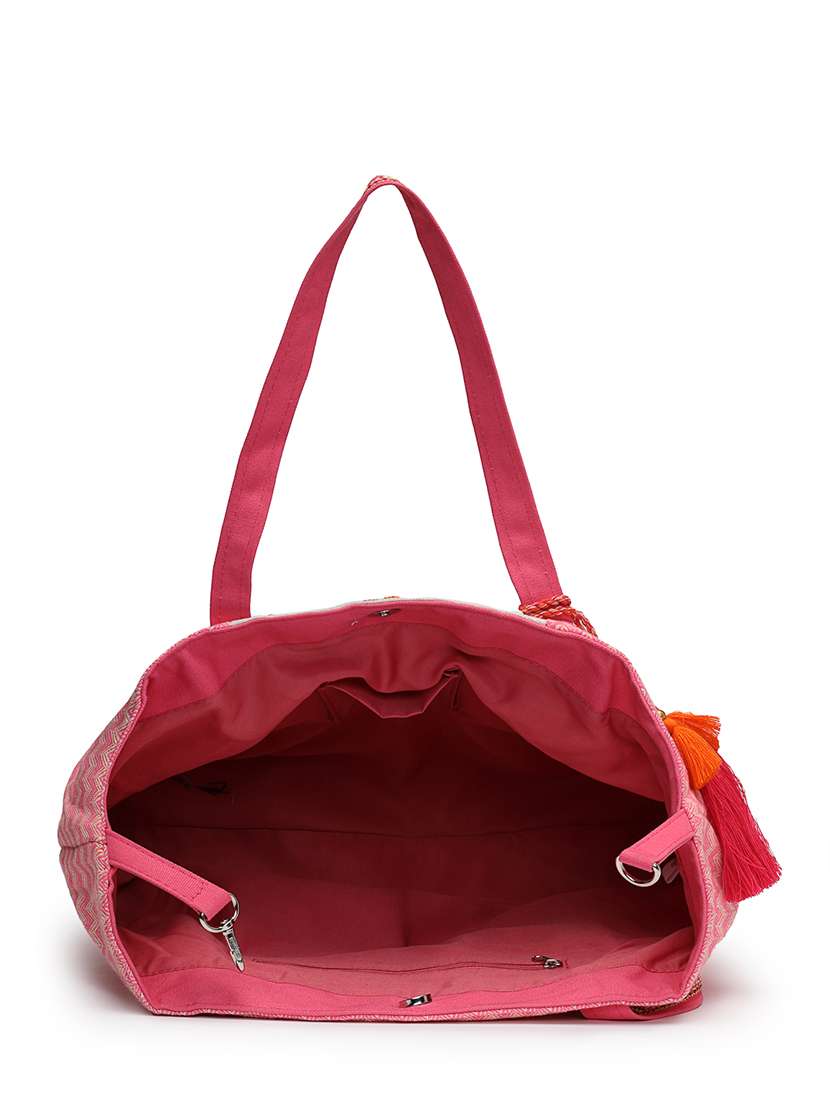 embroidered cotton hobo bag with tassels - 22143037 -  Standard Image - 2