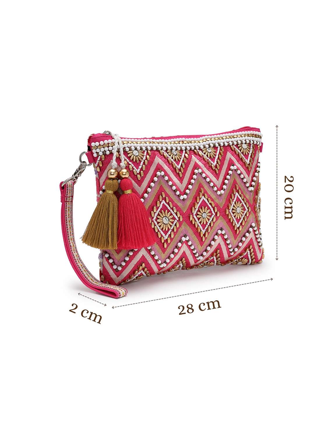embellished chevron sling bag with tassel detail - 22143041 - Standard Image - 7