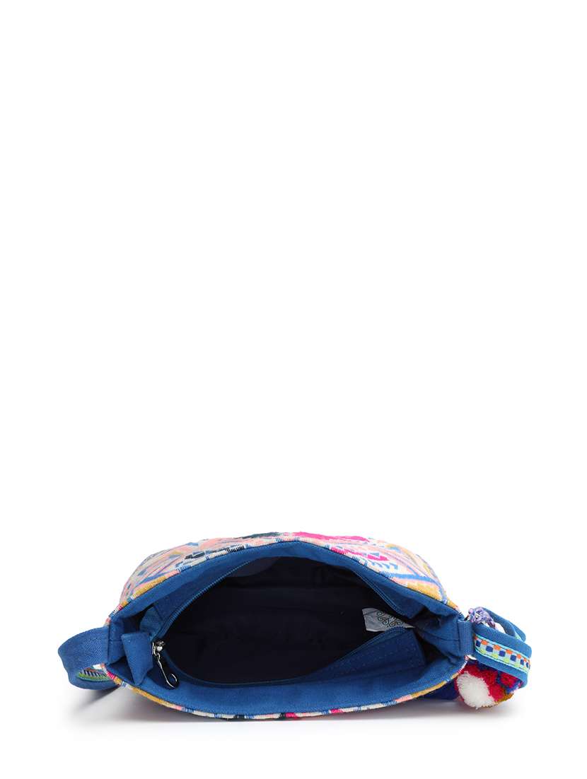 cotton jacquard sling bag with pompom tassel - 22143042 -  Standard Image - 2