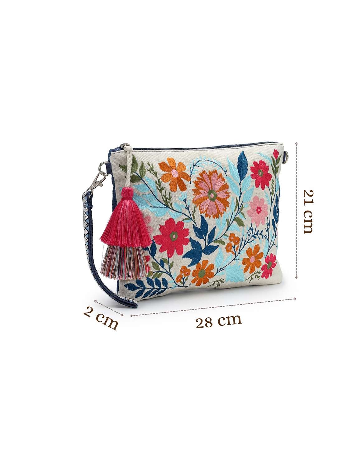 floral embroidery canvas sling bag for women - 22143045 -  Standard Image - 7