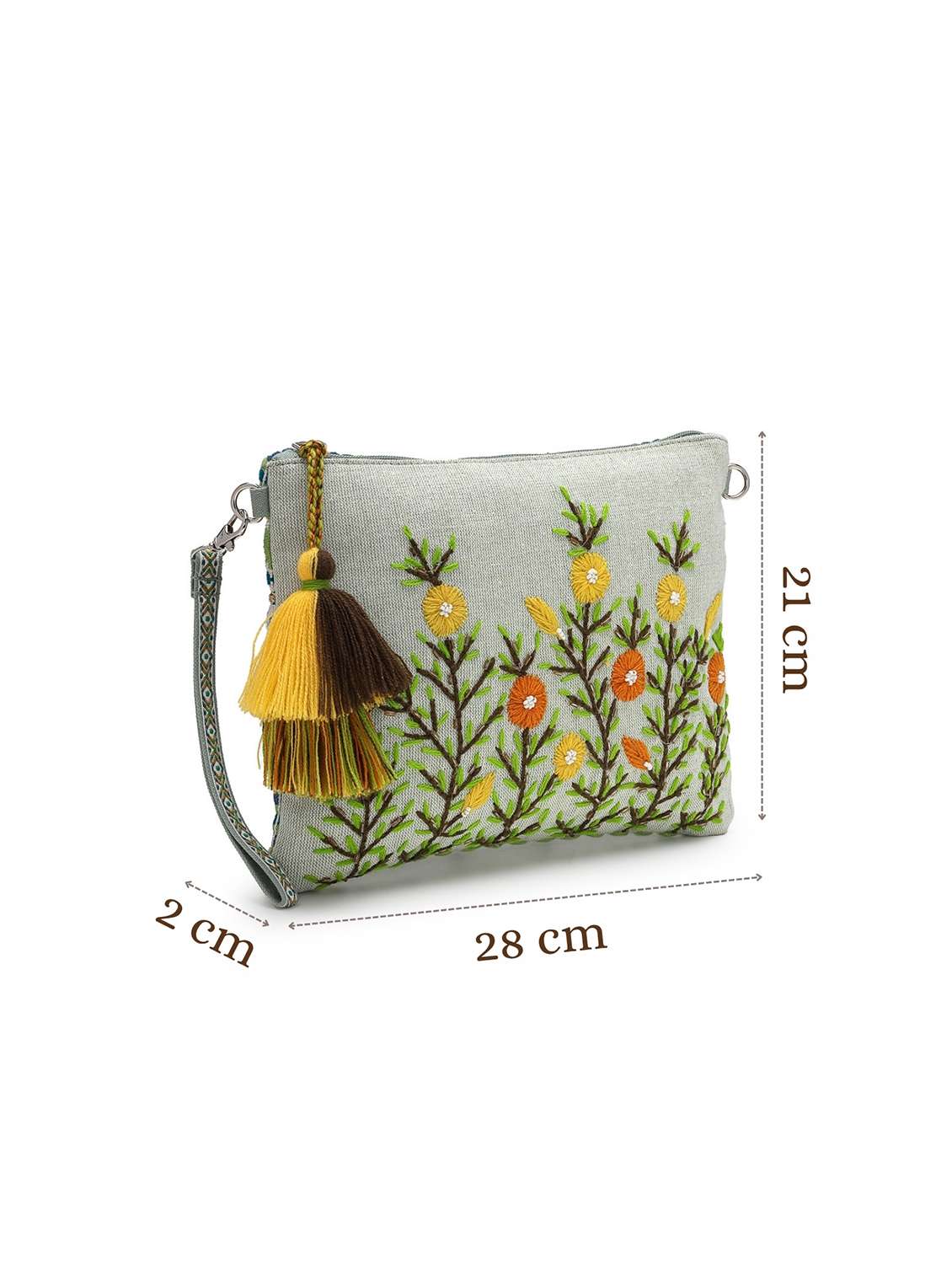 floral embroidered cotton canvas sling bag - 22143046 -  Standard Image - 7