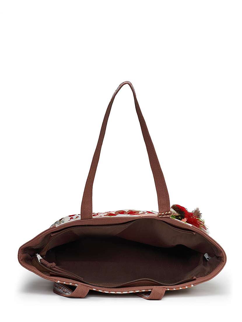 floral embroidery cotton acrylic jacquard elegant tote - 22143048 -  Standard Image - 2