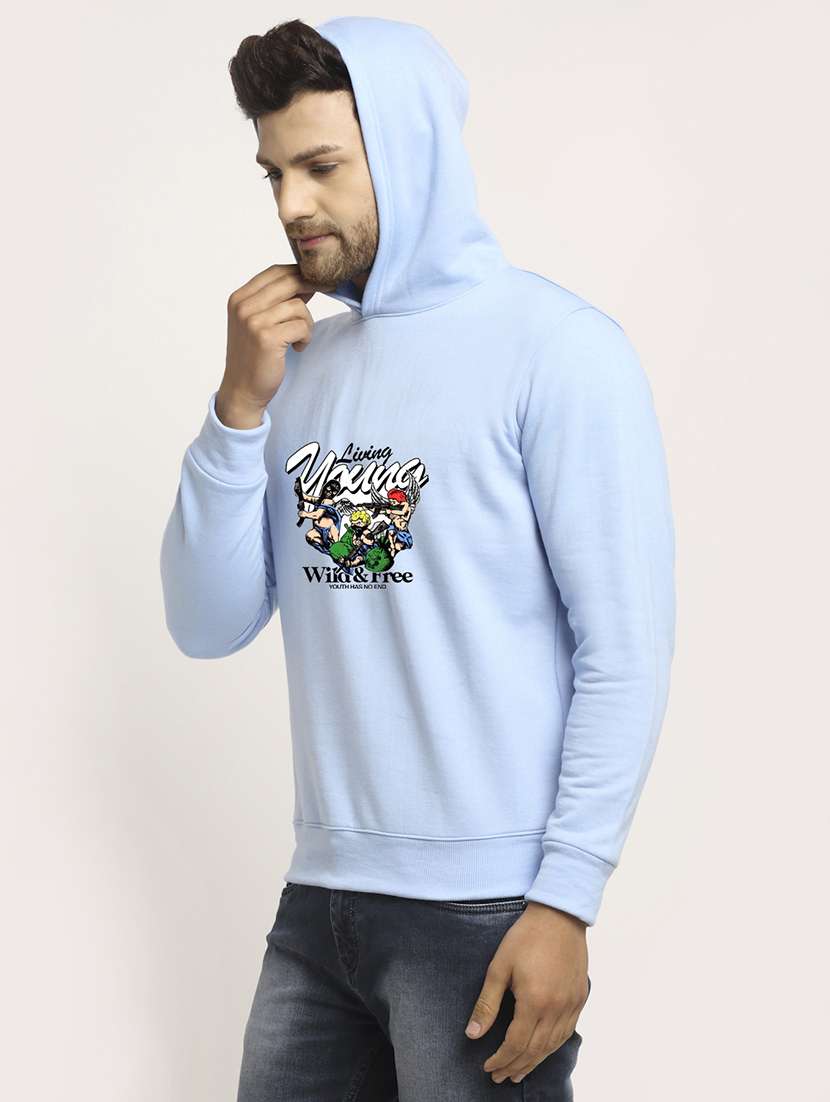 men front print long sleeve regular fit hooded sweatshirt - 22143074 -  Standard Image - 2