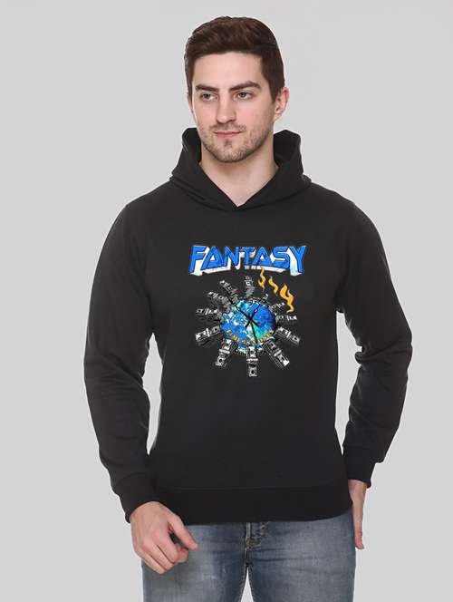 men front print long sleeve regular fit hooded sweatshirt - 22143079 -  Standard Image - 0