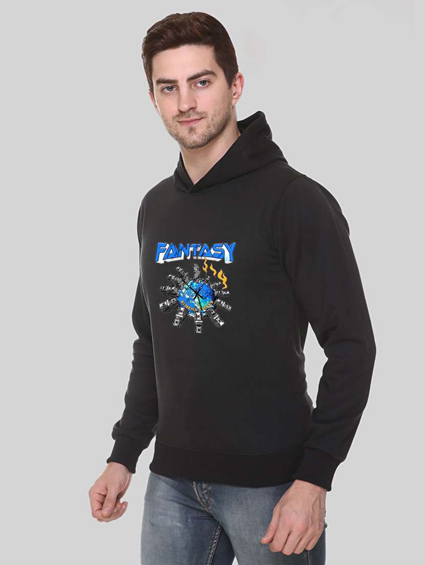 men front print long sleeve regular fit hooded sweatshirt - 22143079 -  Standard Image - 2