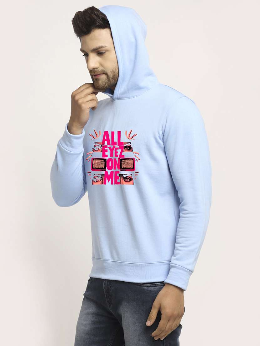 men front print long sleeve regular fit hooded sweatshirt - 22143080 - Zoom Image - 0