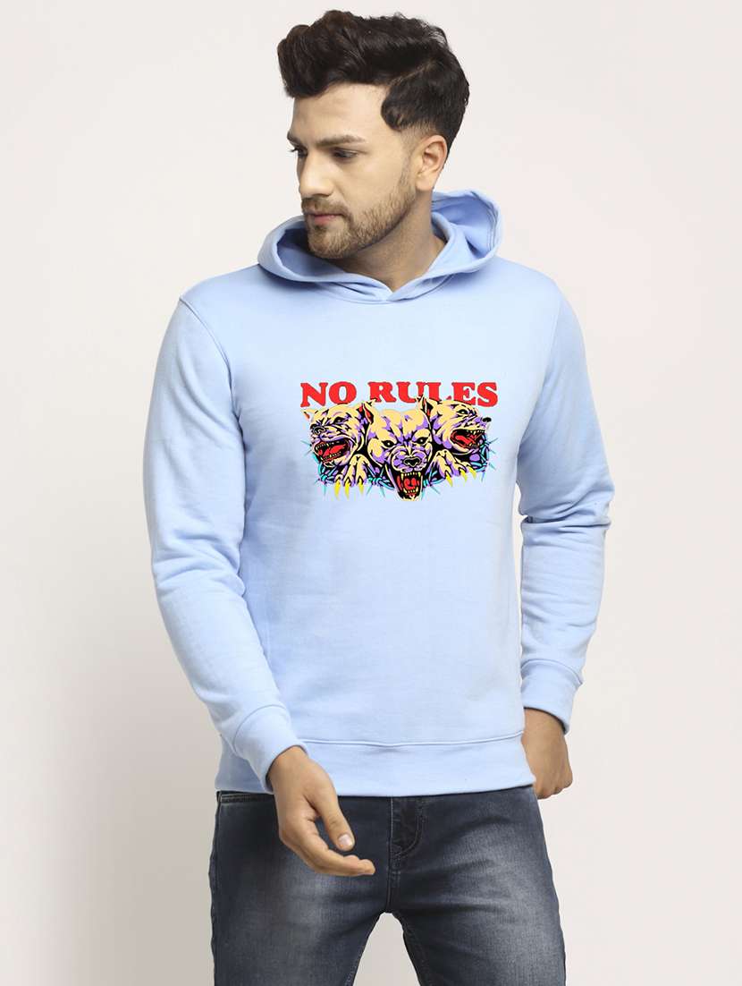 men chest print long sleeve regular fit hooded sweatshirt