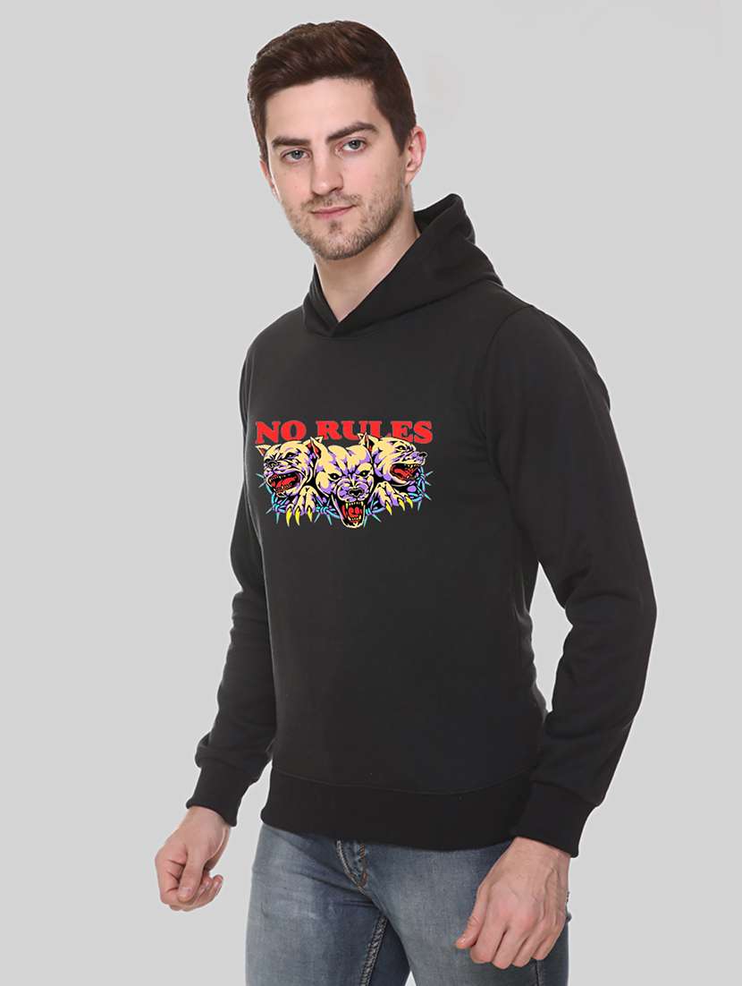 men chest print long sleeve regular fit hooded sweatshirt - 22143091 -  Standard Image - 2