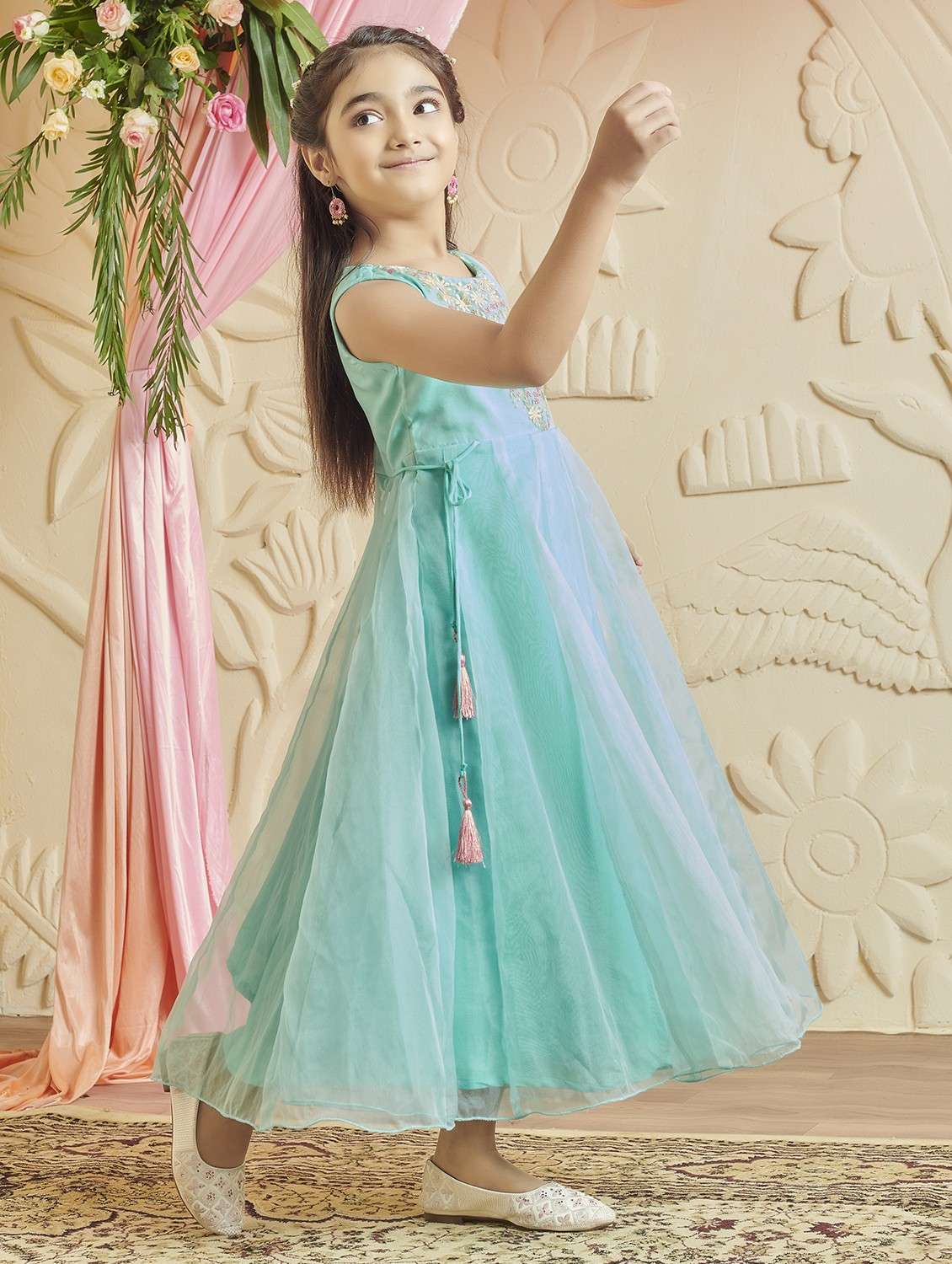 girl sembroidered sleeveless fit & flare gown - 22143114 - Standard Image - 2