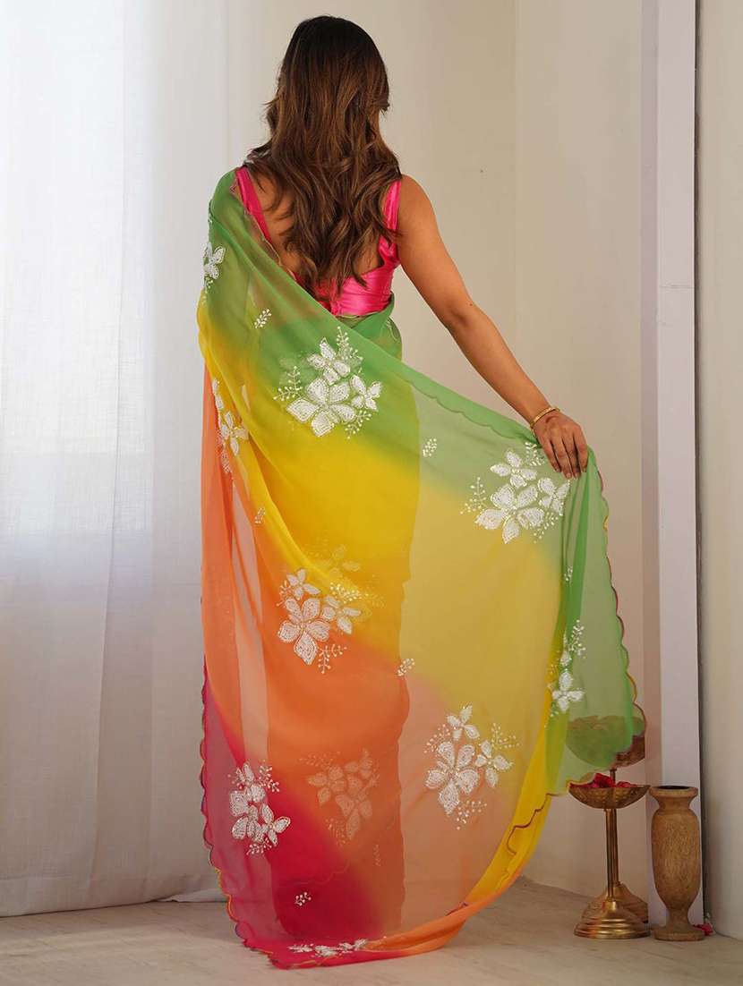 women ombre embroidered saree with blouse - 22143155 - Standard Image - 2
