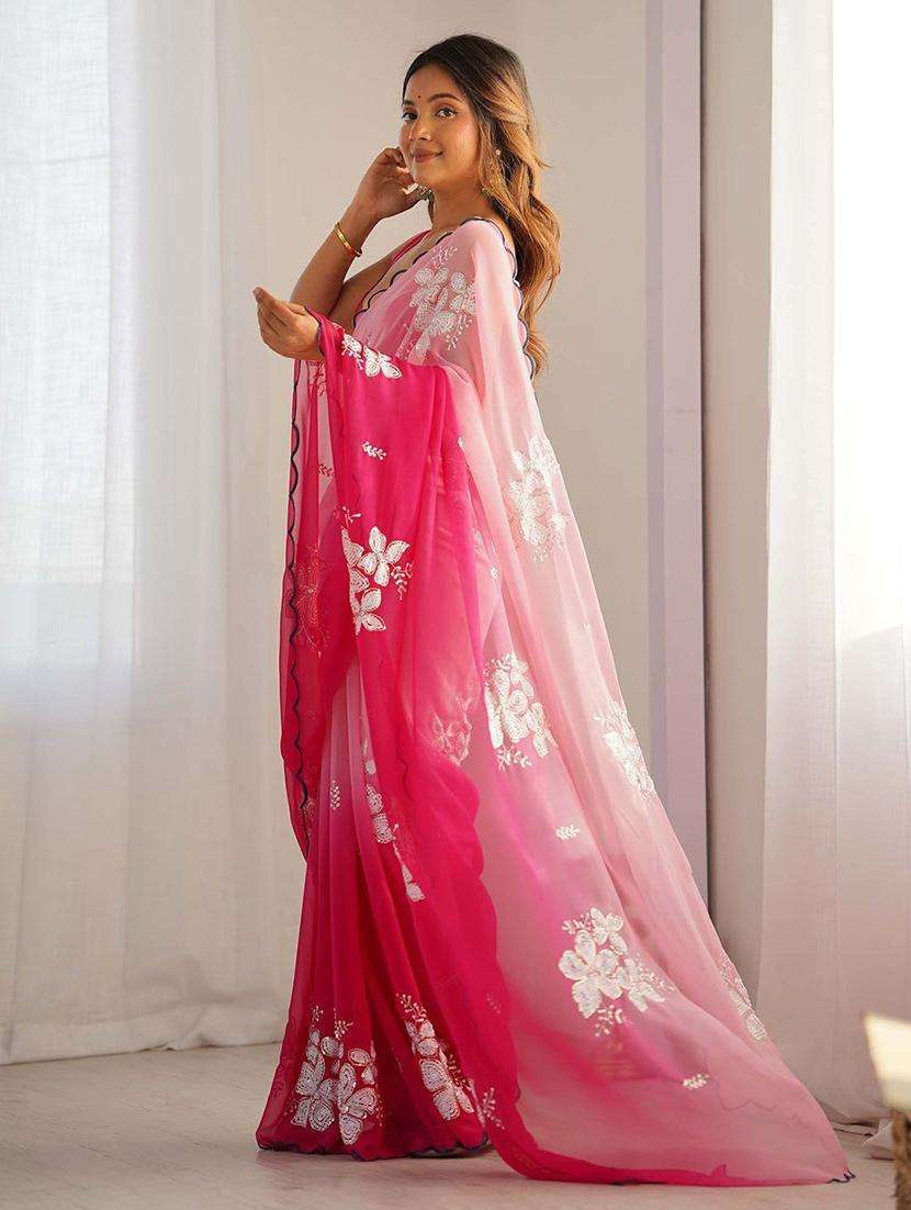 women ombre embroidered saree with blouse - 22143157 -  Standard Image - 2