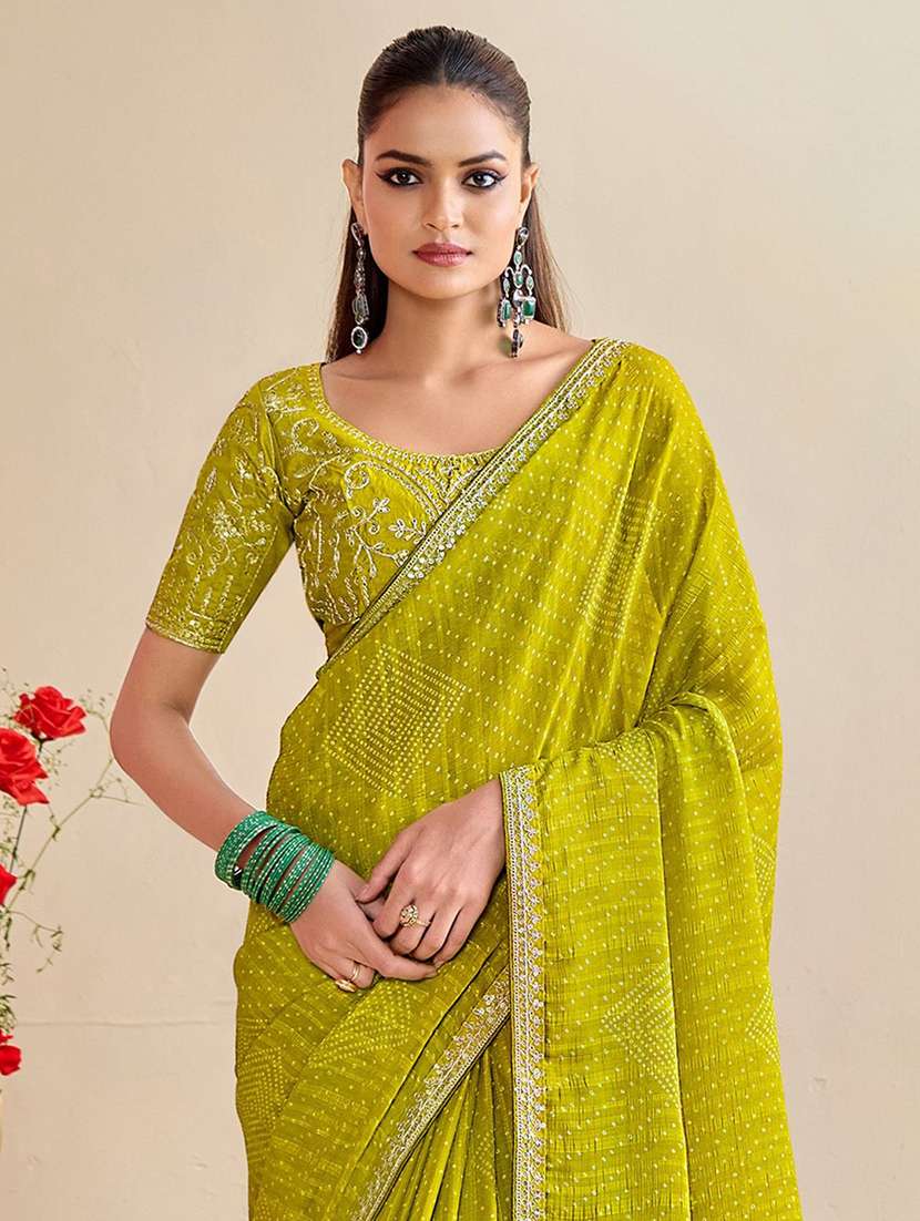 women bandhani printed saree with blouse - 22143163 -  Standard Image - 2