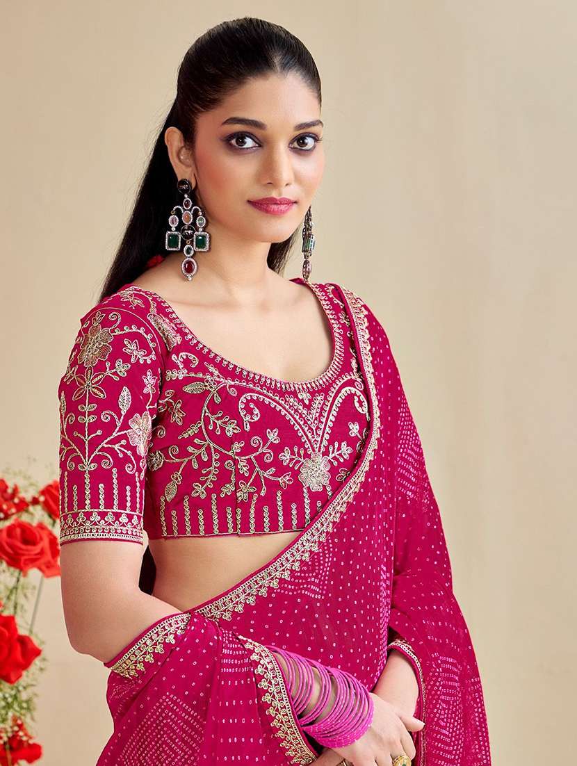 women bandhani printed saree with blouse - 22143164 -  Standard Image - 2