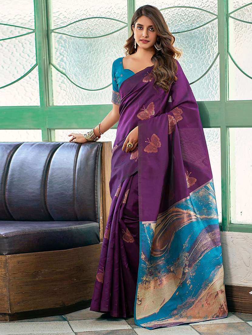 women self design banarasi saree with blouse