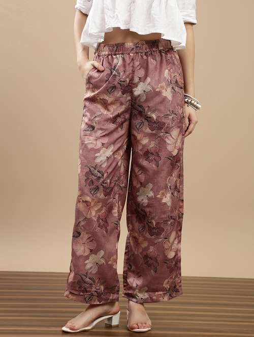 women printed mid rise straight palazzo - 22143262 - Standard Image - 0