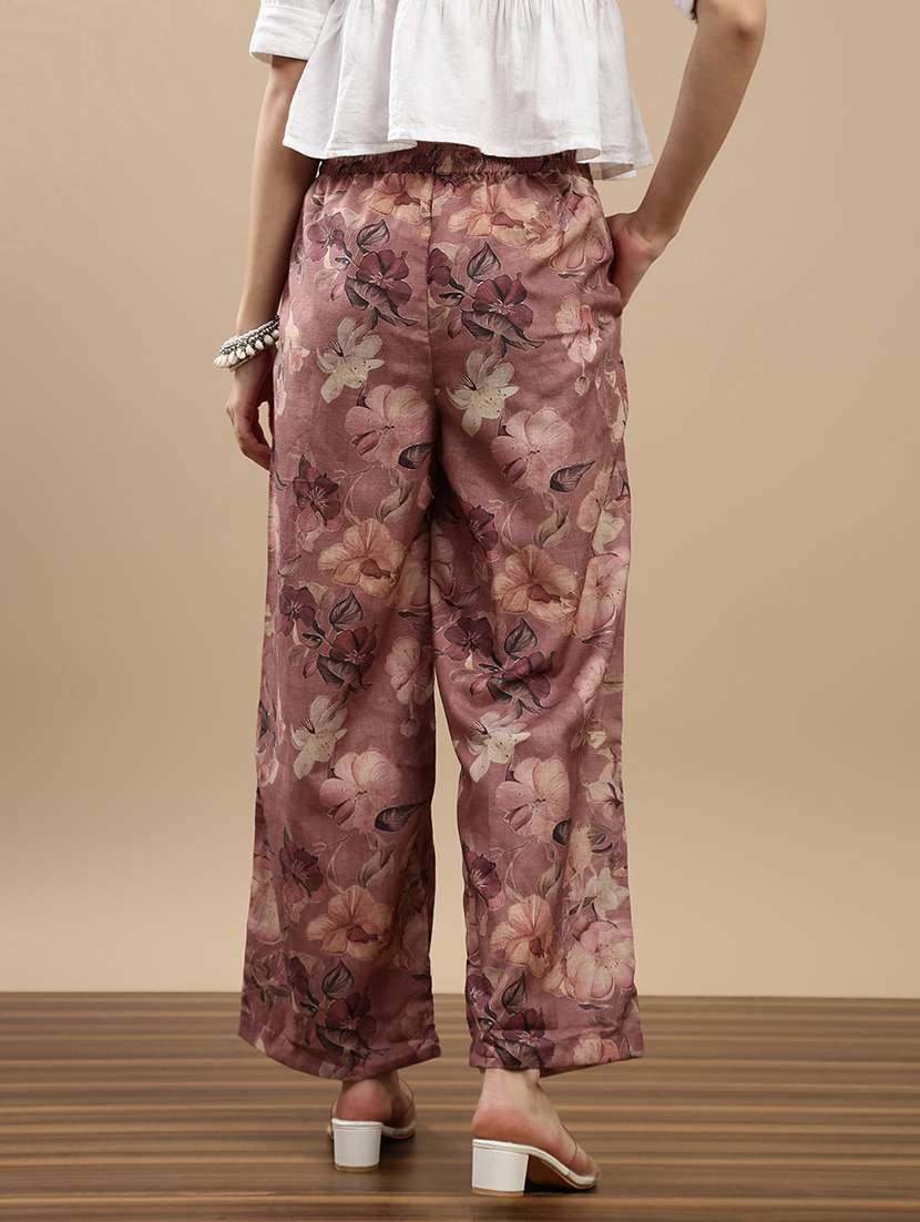 women printed mid rise straight palazzo - 22143262 - Standard Image - 2