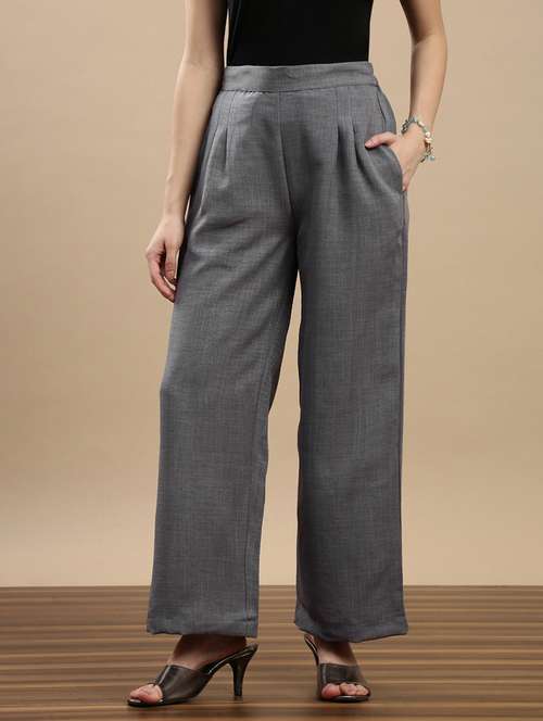 women solid mid rise straight palazzo - 22143265 -  Standard Image - 0