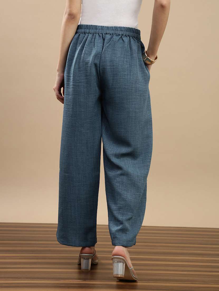 women solid mid rise straight palazzo - 22143267 -  Standard Image - 2