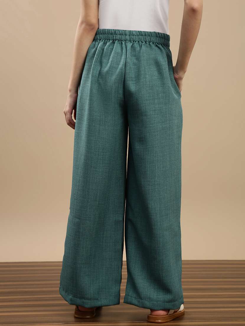 women solid mid rise flared palazzo - 22143268 - Standard Image - 2