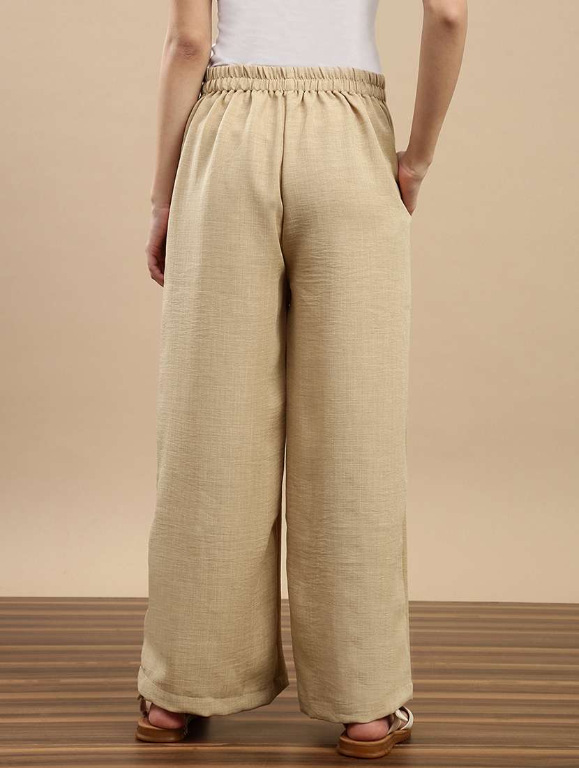 women solid mid rise flared palazzo - 22143269 - Standard Image - 2
