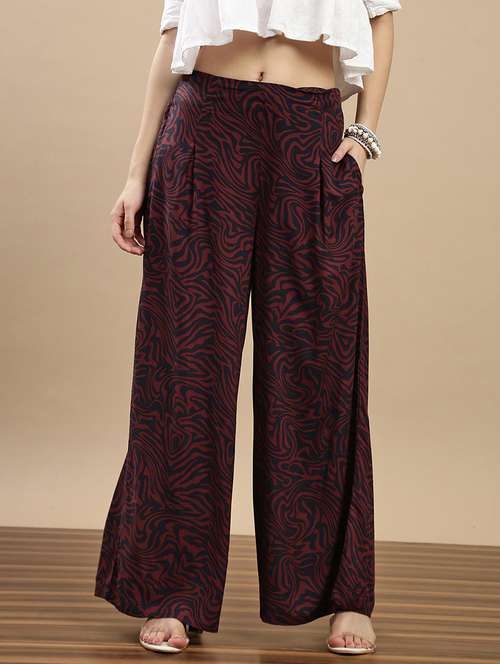 women printed mid rise palazzo - 22143277 -  Standard Image - 0