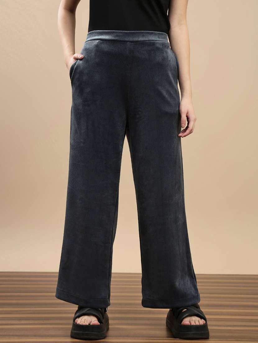 women solid mid rise palazzo