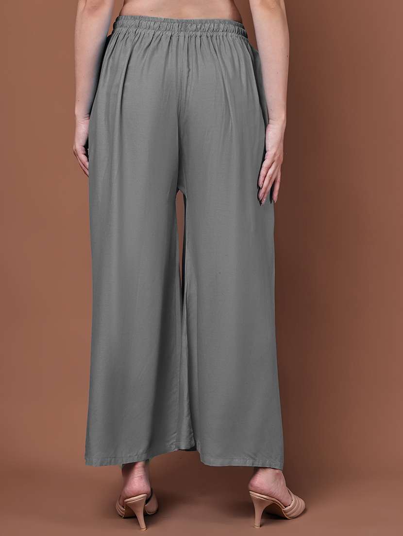 women pack of 2 solid mid rise flared palazzo - 22143424 -  Standard Image - 2
