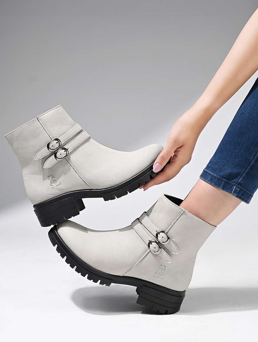 women solid slip on ankle s boot