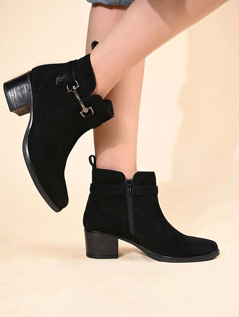 women solid slip on ankle s boot