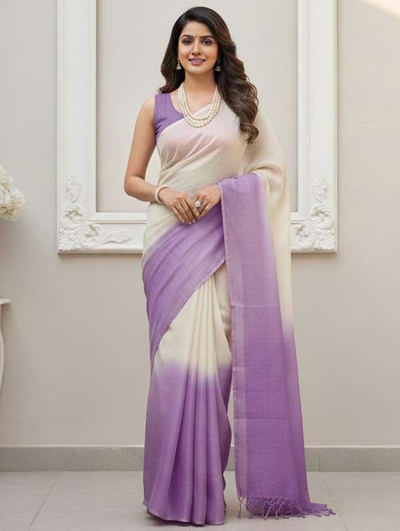 women ombre printed saree with blouse