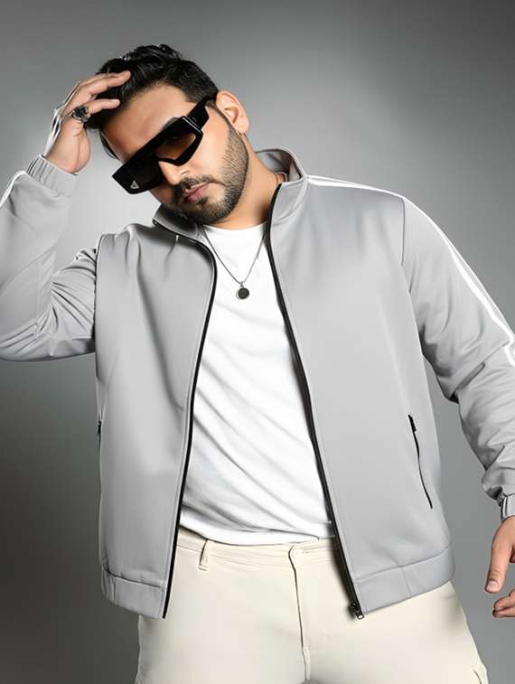 men taped long sleeve lightweight bomber jacket - 22143690 -  Standard Image - 2