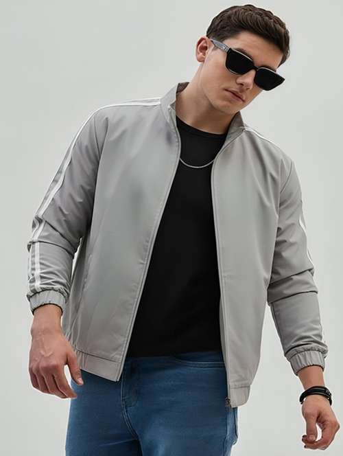 men taped long sleeve lightweight bomber jacket - 22143697 -  Standard Image - 0